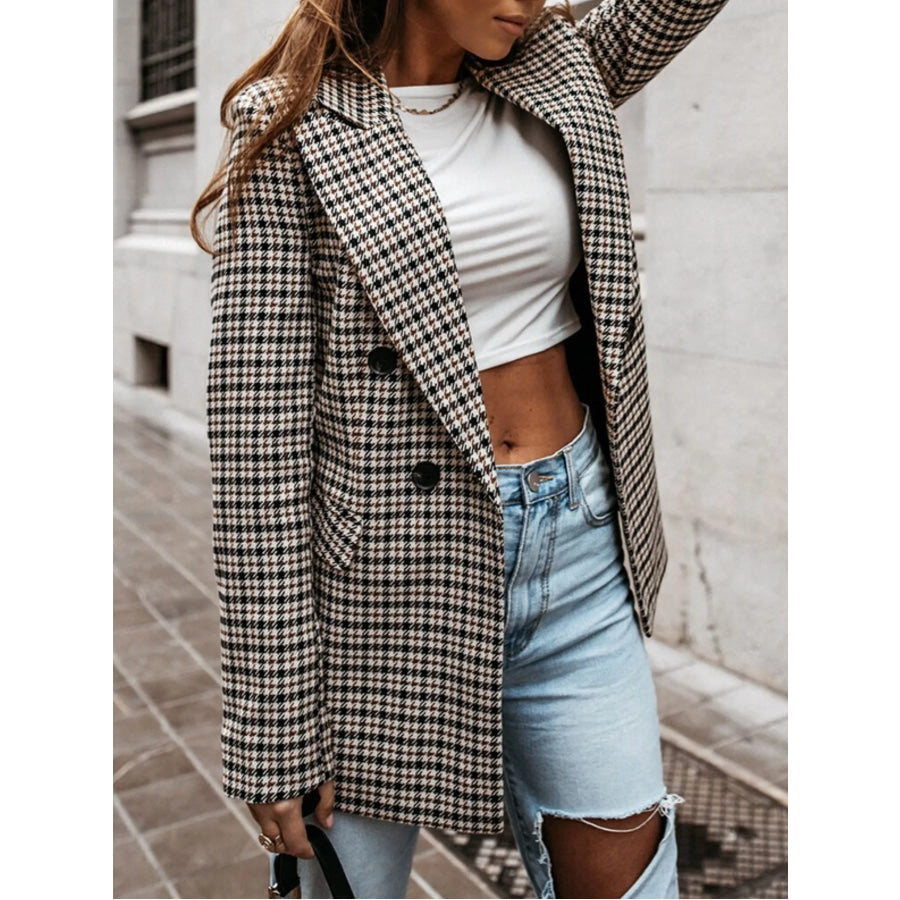 Classic Houndstooth Double-Breasted Blazer Apparel and Accessories