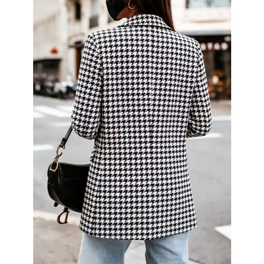 Classic Houndstooth Double-Breasted Blazer Apparel and Accessories