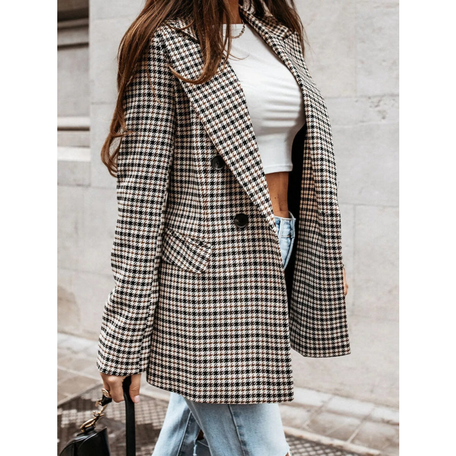 Classic Houndstooth Double-Breasted Blazer Apparel and Accessories