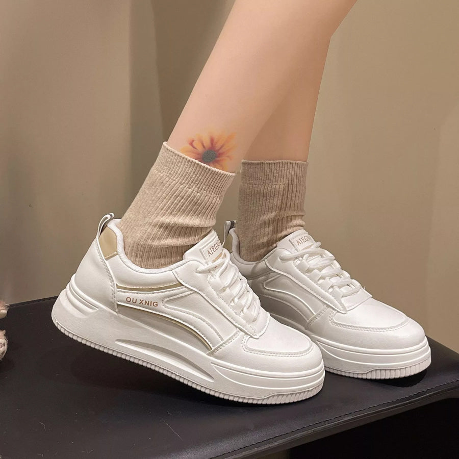 Classic Lace-Up Platform Sneakers Deep Khaki / 34 Apparel and Accessories