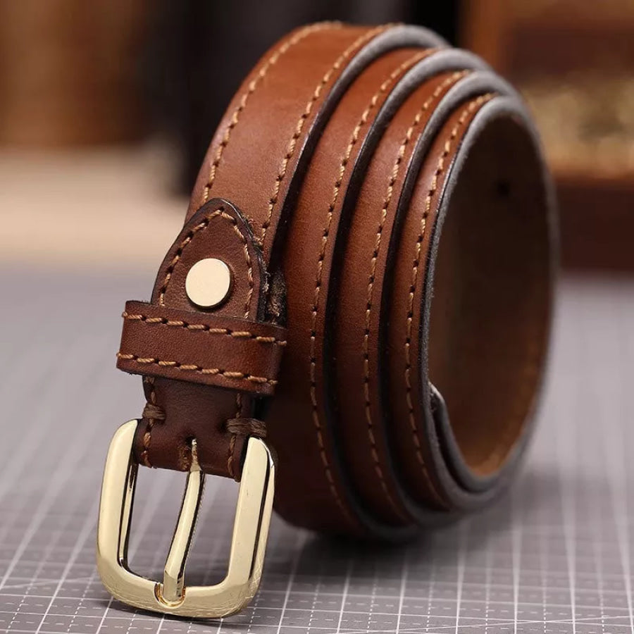 Classic Leather Belt with Buckle Apparel and Accessories