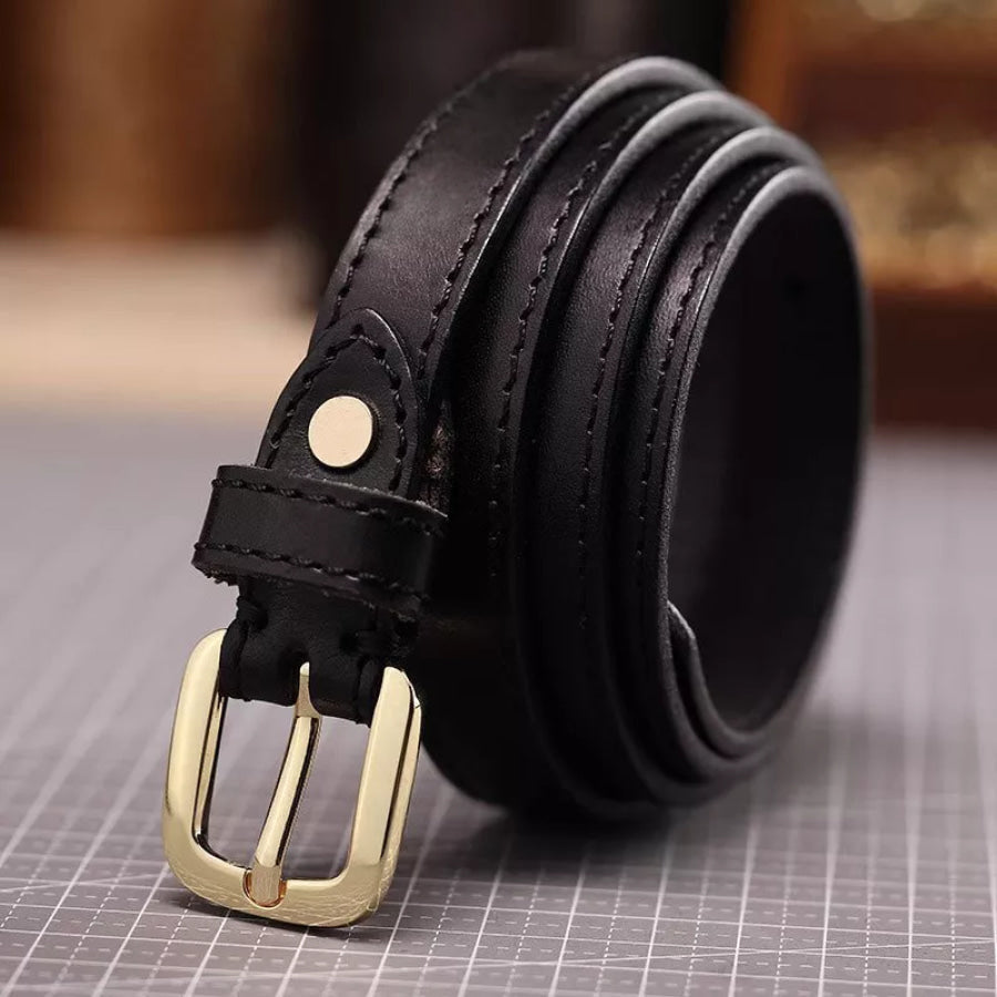 Classic Leather Belt with Buckle Black / One Size Apparel and Accessories