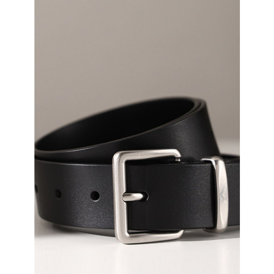 Classic Leather Belt with Buckle Black / ONESIZE Apparel and Accessories