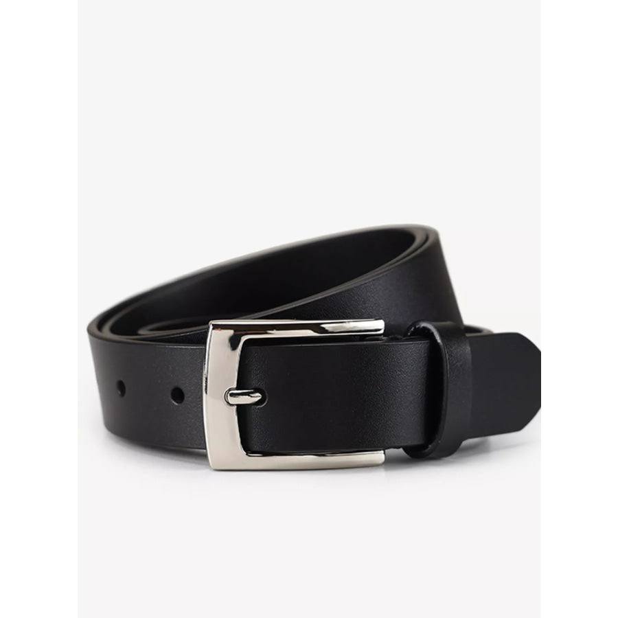 Classic Leather Belt with Buckle Black / ONESIZE Apparel and Accessories