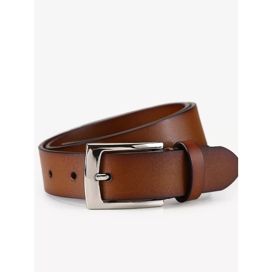 Classic Leather Belt with Buckle Brown / ONESIZE Apparel and Accessories