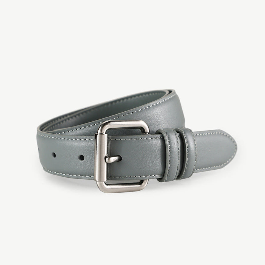 Classic Leather Belt with Buckle Grey / ONESIZE Apparel and Accessories