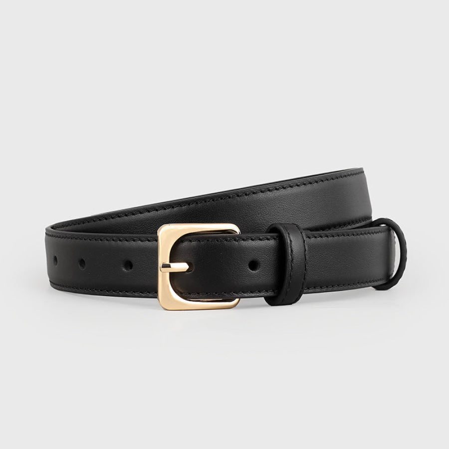 Classic Leather Belt with Golden Buckle Apparel and Accessories