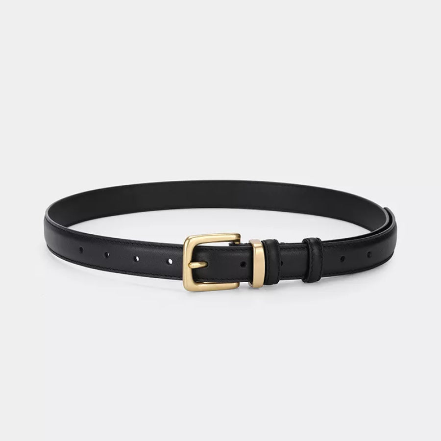Classic Leather Belt with Golden Buckle Apparel and Accessories