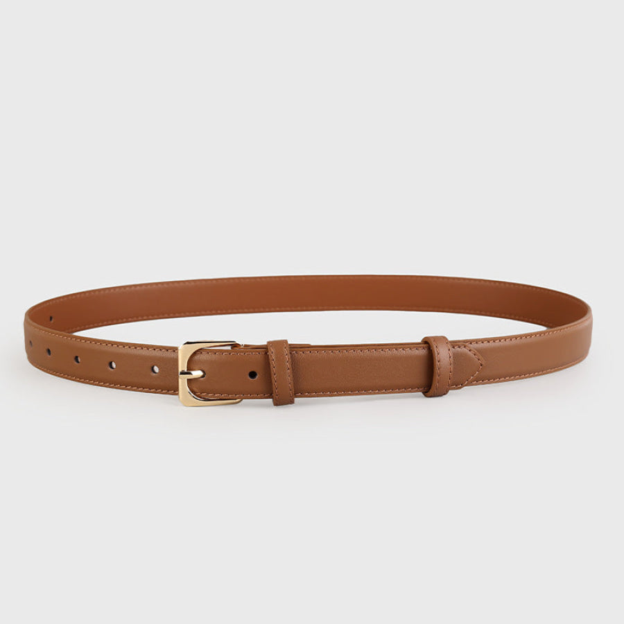 Classic Leather Belt with Golden Buckle Apparel and Accessories