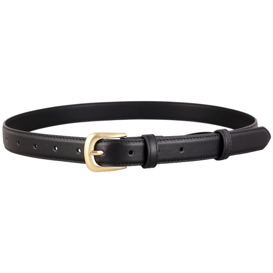 Classic Leather Belt with Golden Buckle Apparel and Accessories