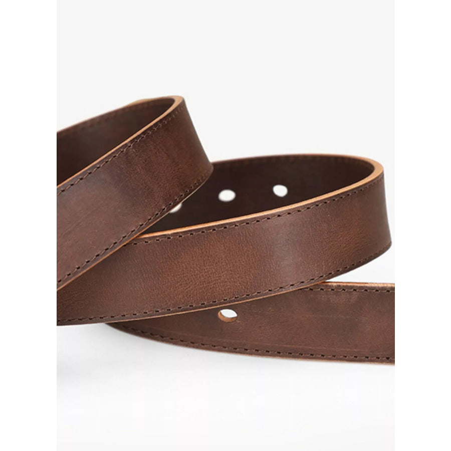 Classic Leather Belt with Golden Buckle Apparel and Accessories