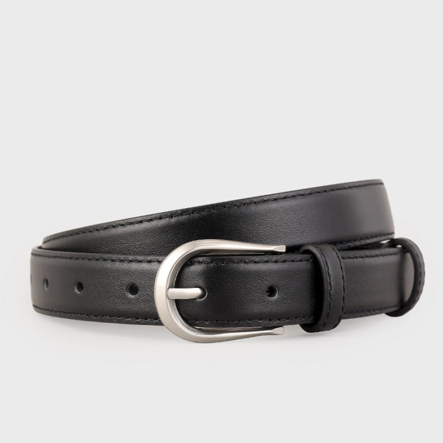 Classic Leather Belt with Silver Buckle Apparel and Accessories