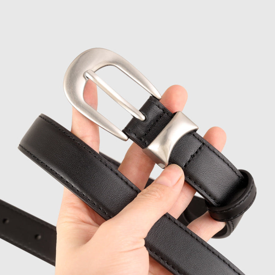 Classic Leather Belt with Silver Buckle Apparel and Accessories