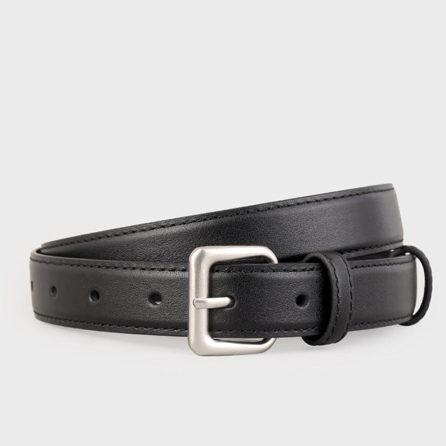 Classic Leather Belt with Silver Buckle Apparel and Accessories