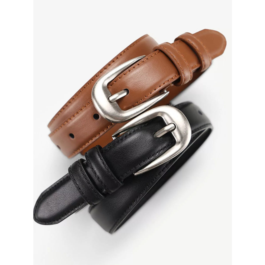 Classic Leather Belt with Silver Buckle Apparel and Accessories