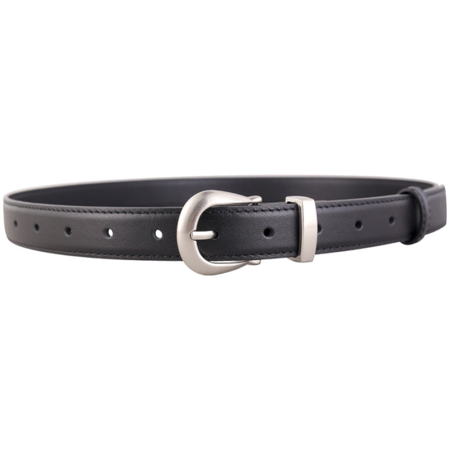 Classic Leather Belt with Silver Buckle Apparel and Accessories