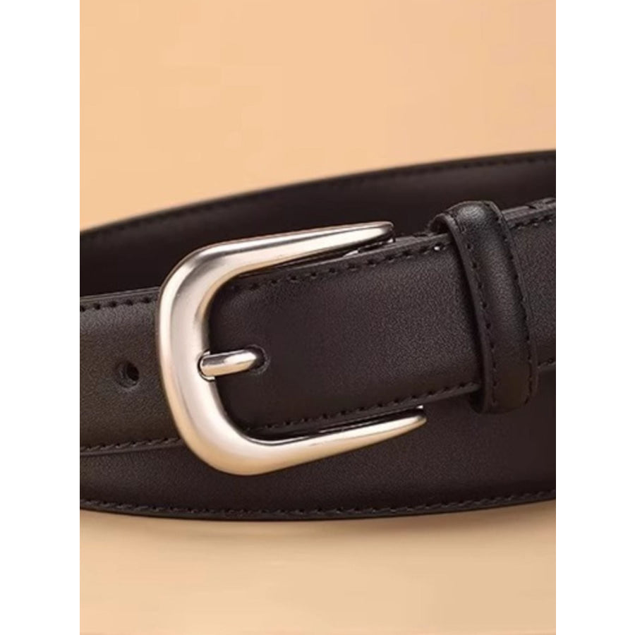 Classic Leather Belt with Silver Buckle Apparel and Accessories