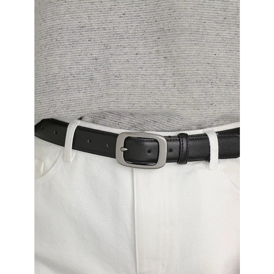 Classic Leather Belt with Silver Buckle Apparel and Accessories