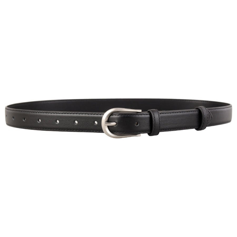 Classic Leather Belt with Silver Buckle Apparel and Accessories