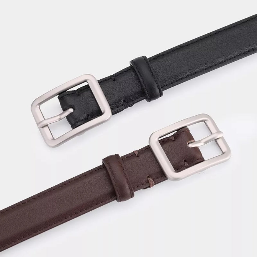 Classic Leather Belt with Silver Buckle Apparel and Accessories