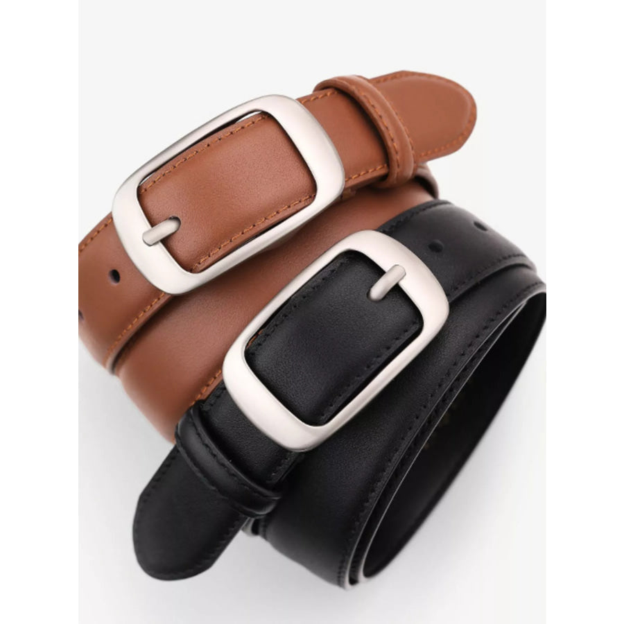 Classic Leather Belt with Silver Buckle Apparel and Accessories