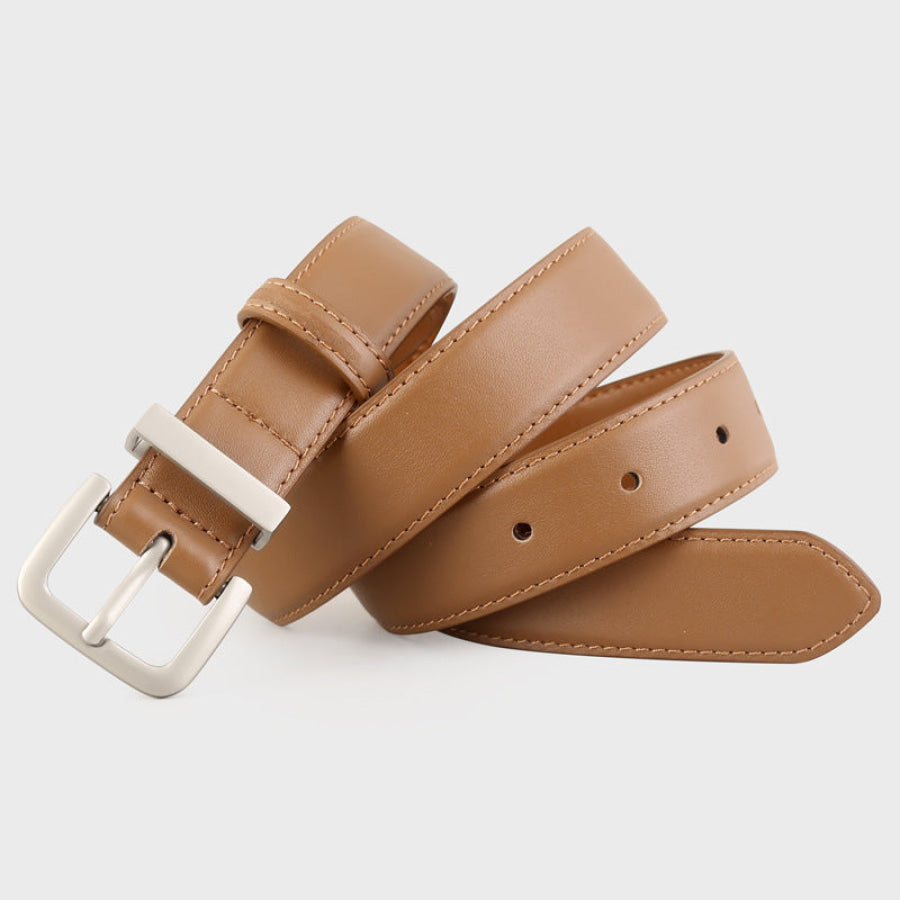 Classic Leather Belt with Silver Buckle Apparel and Accessories
