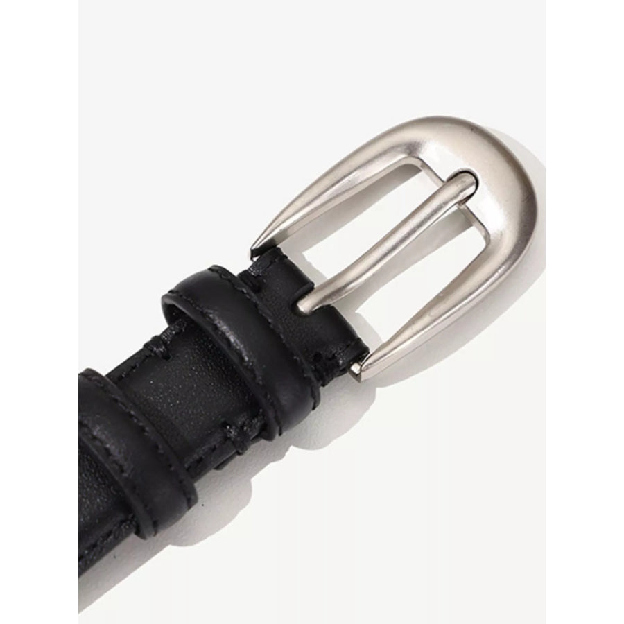 Classic Leather Belt with Silver Buckle Apparel and Accessories