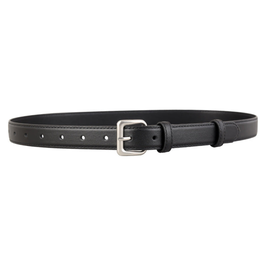 Classic Leather Belt with Silver Buckle Apparel and Accessories
