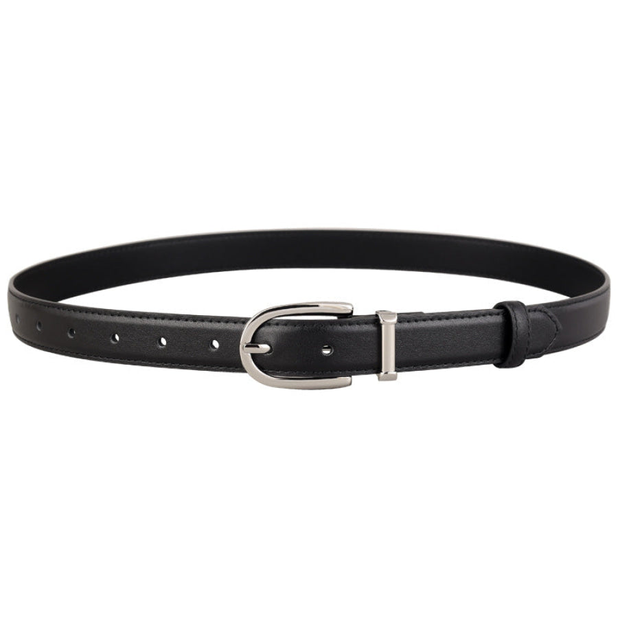 Classic Leather Belt with Silver Buckle Apparel and Accessories