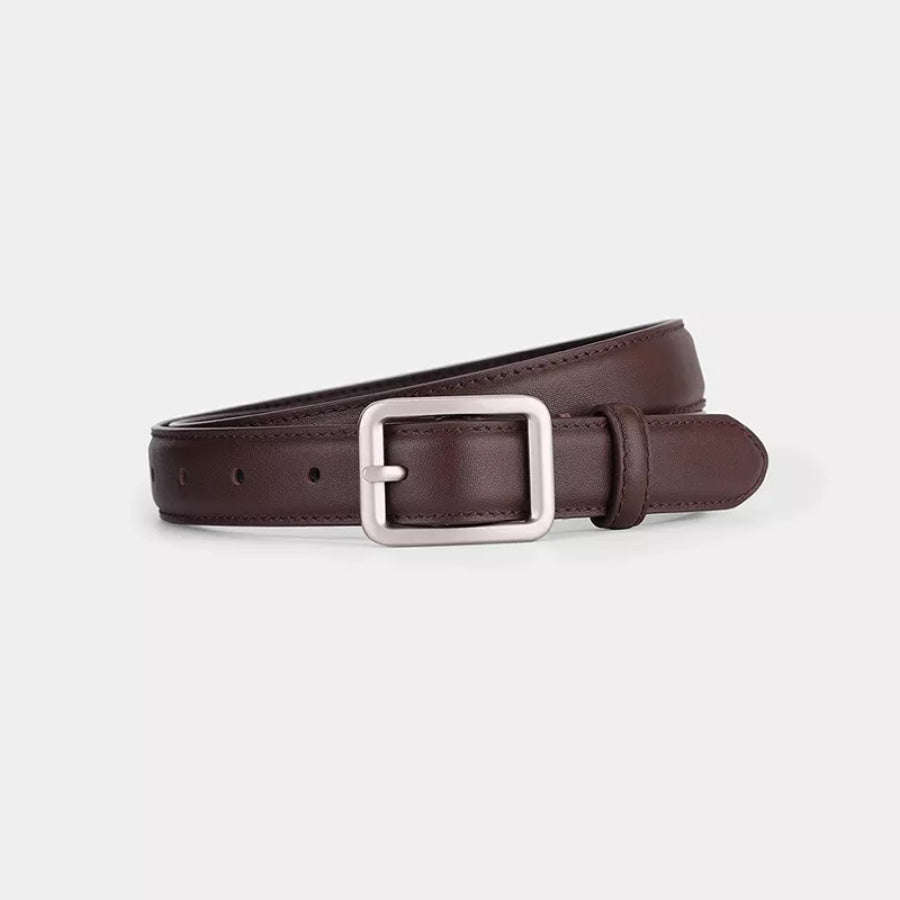 Classic Leather Belt with Silver Buckle Apparel and Accessories