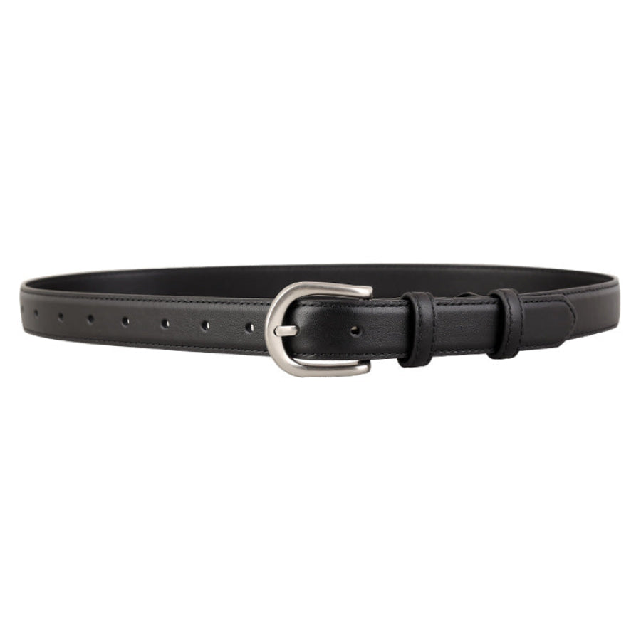 Classic Leather Belt with Silver Buckle Apparel and Accessories