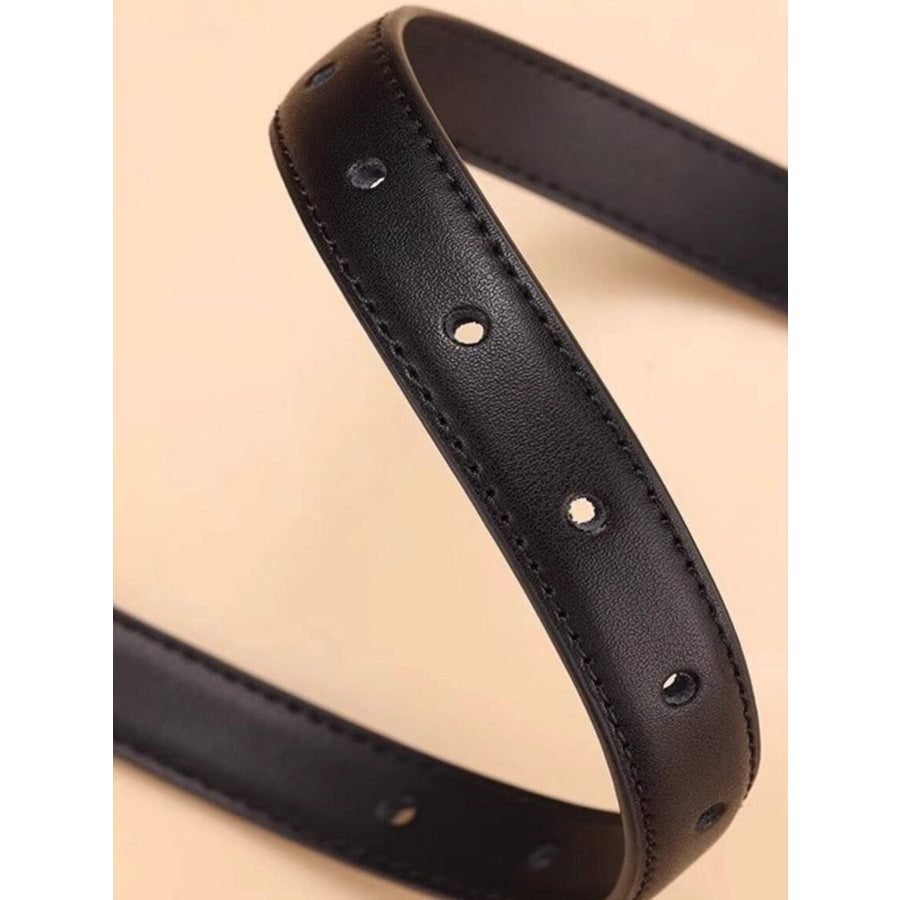 Classic Leather Belt with Silver Buckle Apparel and Accessories