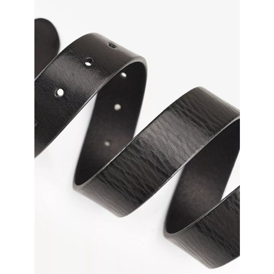 Classic Leather Belt with Silver Buckle Black / One Size Apparel and Accessories