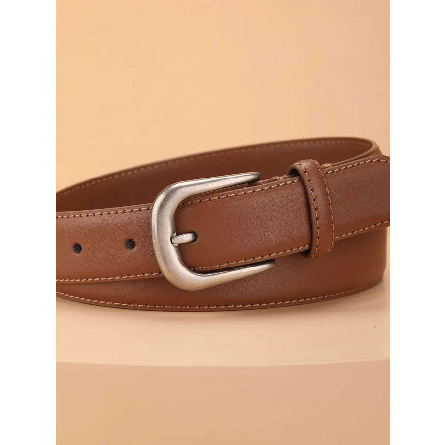Classic Leather Belt with Silver Buckle Black / One Size Apparel and Accessories