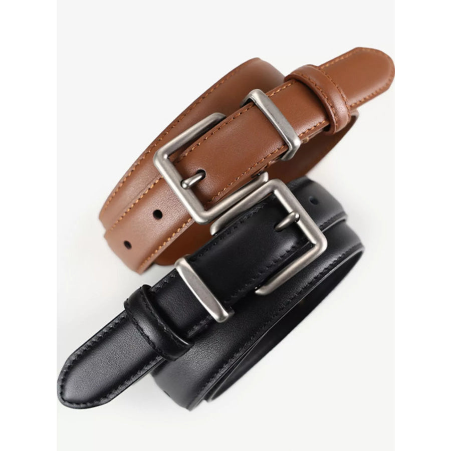 Classic Leather Belt with Square Buckle Apparel and Accessories