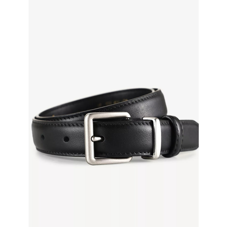 Classic Leather Belt with Square Buckle Apparel and Accessories