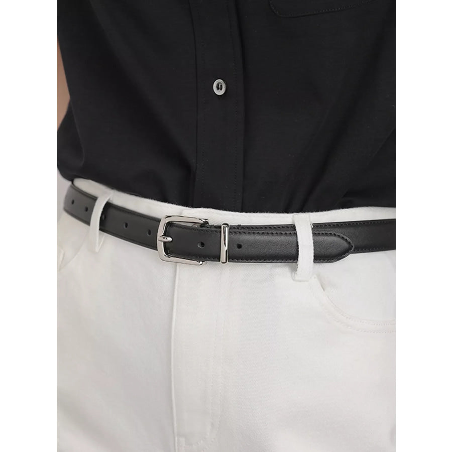 Classic Leather Skinny Belt Black / ONESIZE Apparel and Accessories