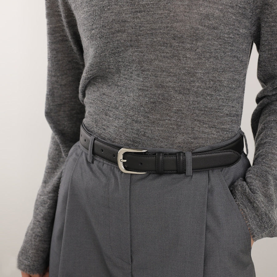 Classic Leather Skinny Belt Black / One Size Apparel and Accessories