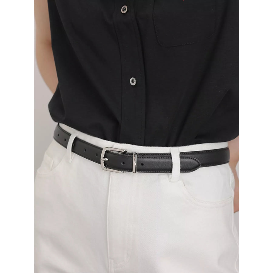 Classic Leather Skinny Belt Black / ONESIZE Apparel and Accessories