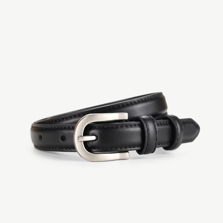 Classic Leather Skinny Belt Black / ONESIZE Apparel and Accessories