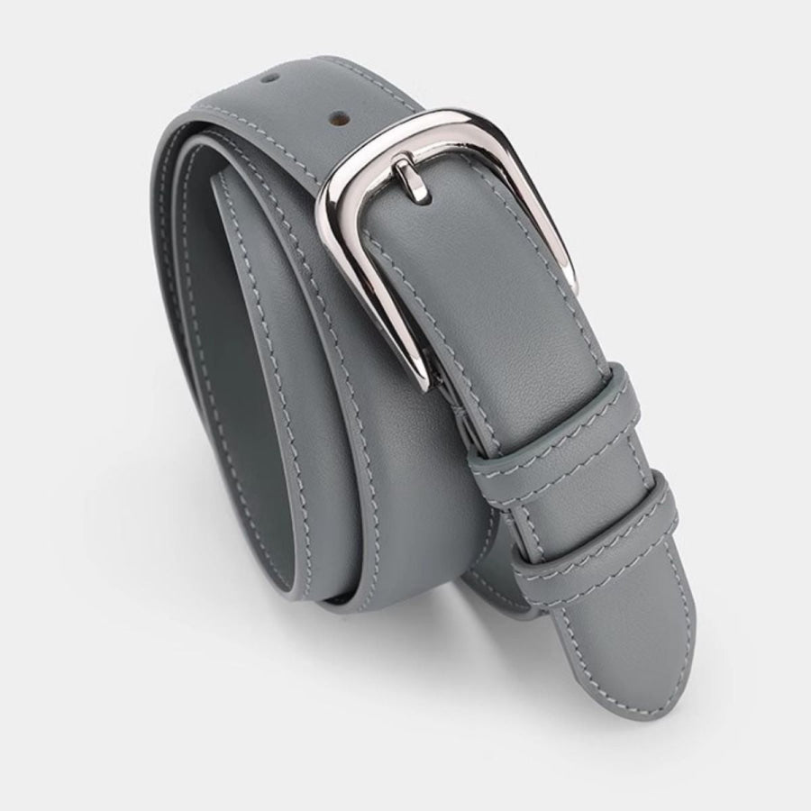 Classic Leather Skinny Belt Blue Gray / One Size Apparel and Accessories