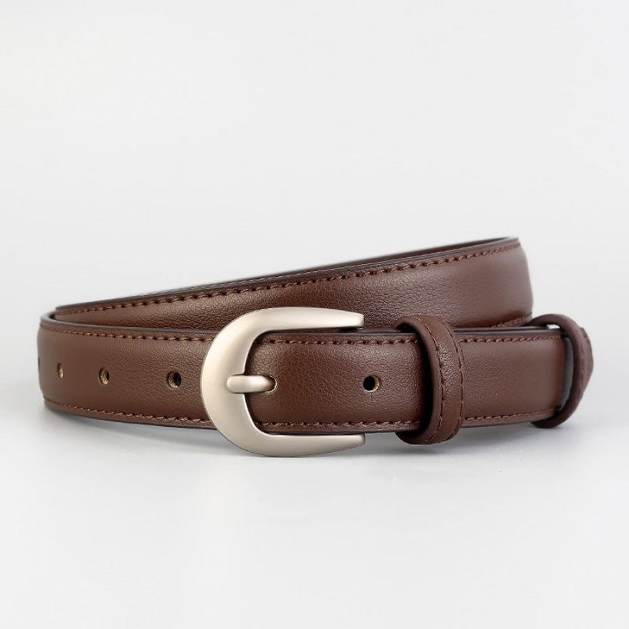 Classic Leather Skinny Belt Brown / One Size Apparel and Accessories