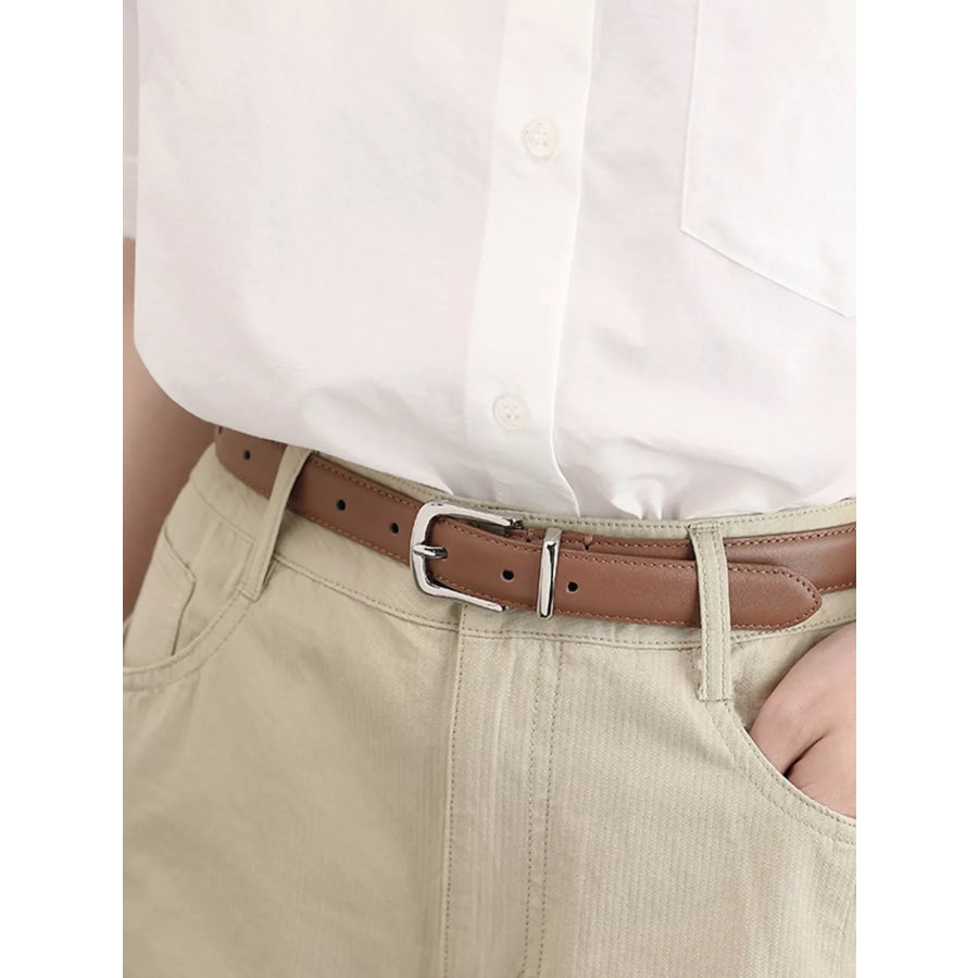 Classic Leather Skinny Belt Brown / ONESIZE Apparel and Accessories
