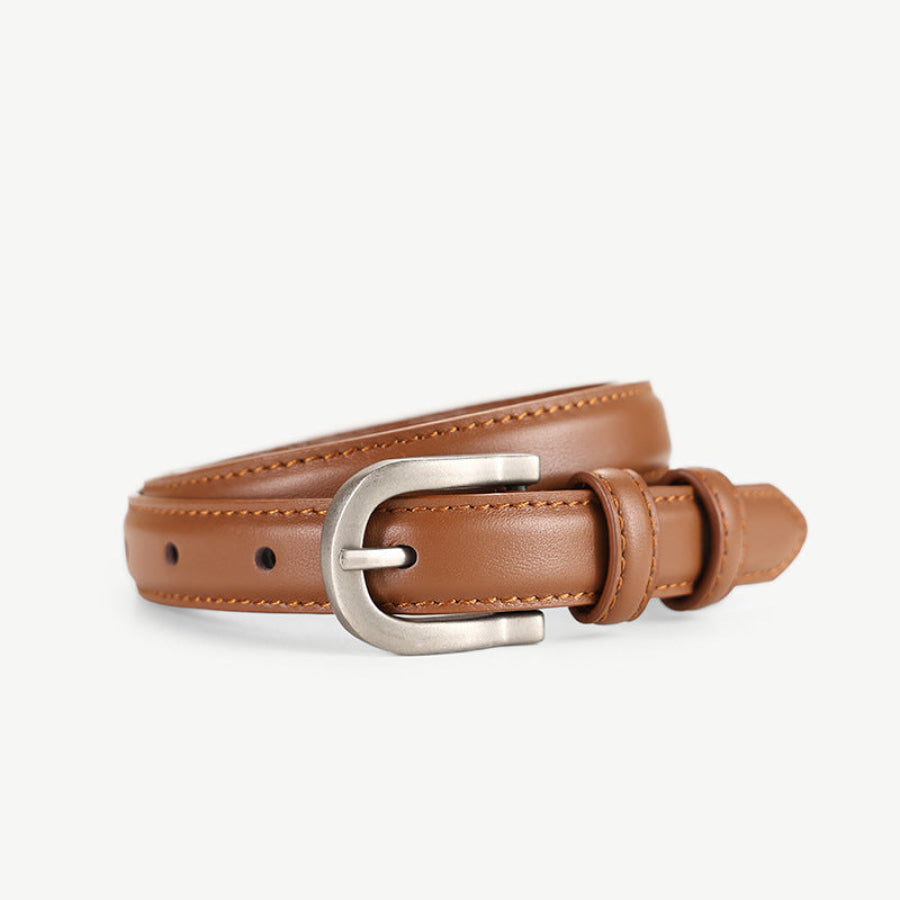 Classic Leather Skinny Belt Brown / ONESIZE Apparel and Accessories