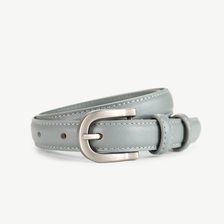 Classic Leather Skinny Belt Grey / ONESIZE Apparel and Accessories