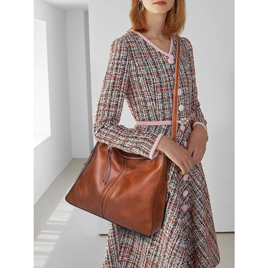 Classic Minimalist PU Leather Shoulder Bag with Spacious Capacity Apparel and Accessories