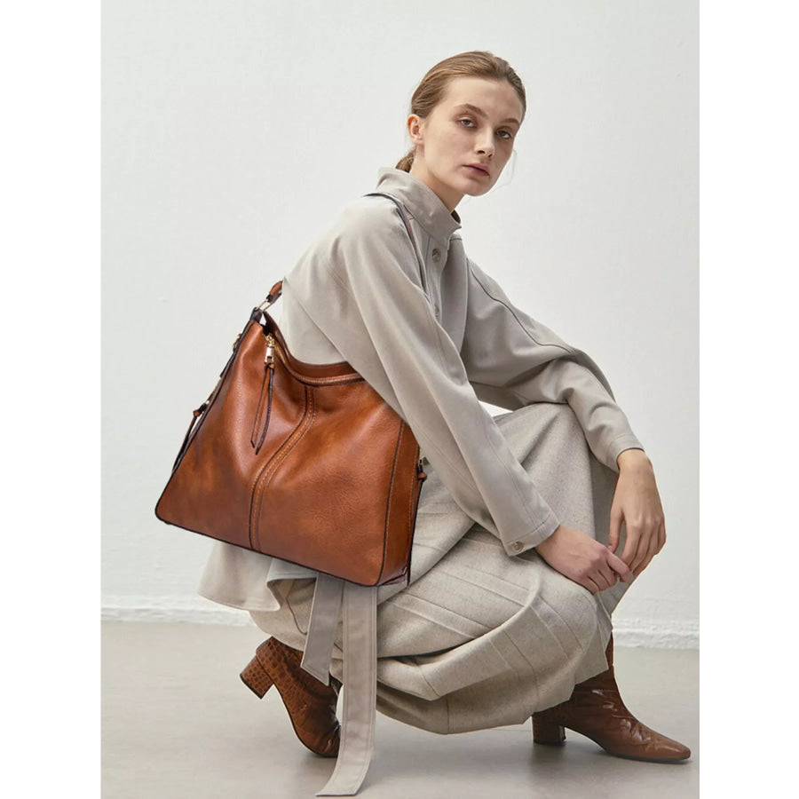 Classic Minimalist PU Leather Shoulder Bag with Spacious Capacity Apparel and Accessories
