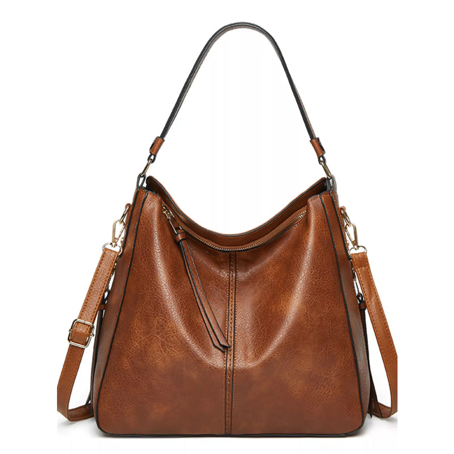 Classic Minimalist PU Leather Shoulder Bag with Spacious Capacity Brown / onesize Apparel and Accessories