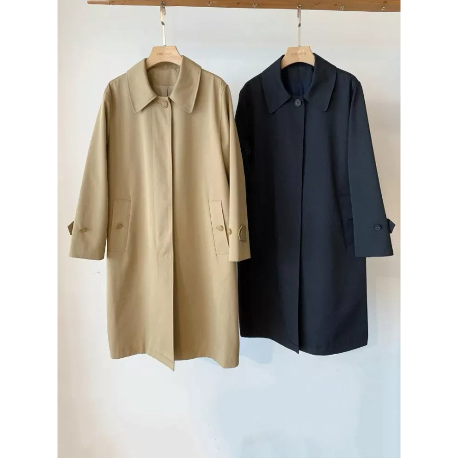 Classic Minimalist Single-Breasted Trench Coat Outerwear Apparel and Accessories