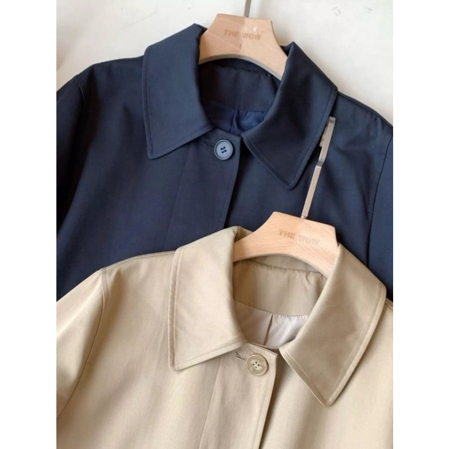 Classic Minimalist Single-Breasted Trench Coat Outerwear Apparel and Accessories